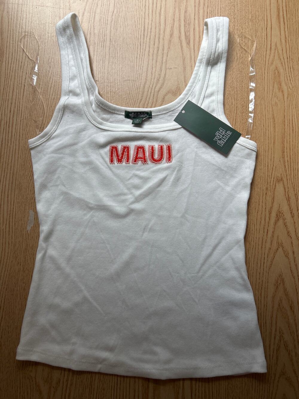New Women's Wild Fable *Maui* Ribbed Tank Top Stretchy White Size Medium